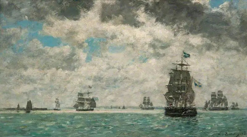 Três-mastros diante de Antuérpia - Eugène Boudin