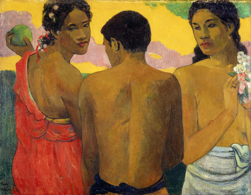Três Tahitianos, ou Conversa - Paul Gauguin