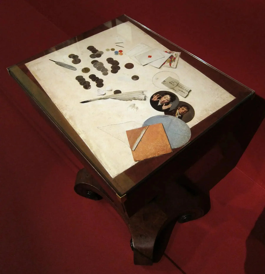 Trompe-l'œil com moedas na bandeja de um criado-mudo - Louis-Léopold Boilly