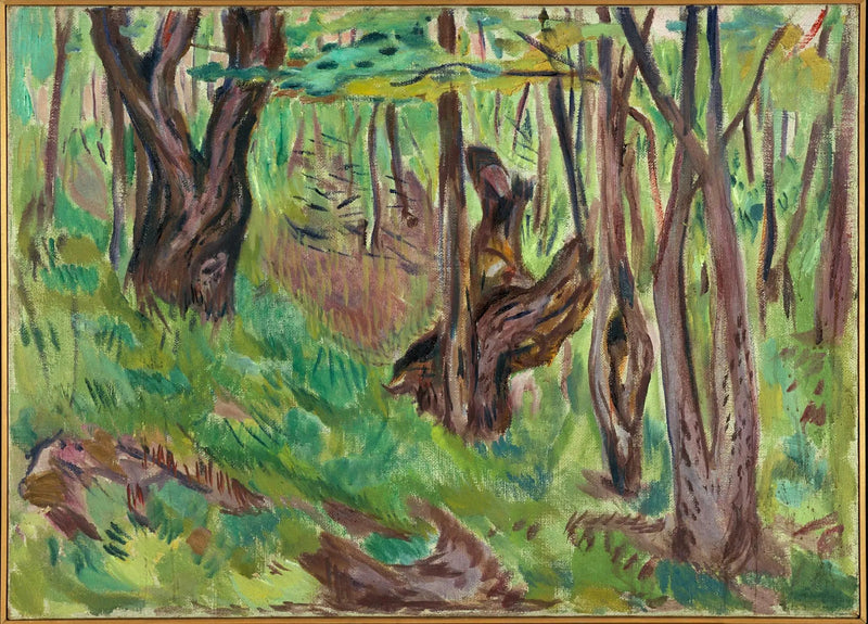 Troncos de árvores rugosos no verão - Edvard Munch