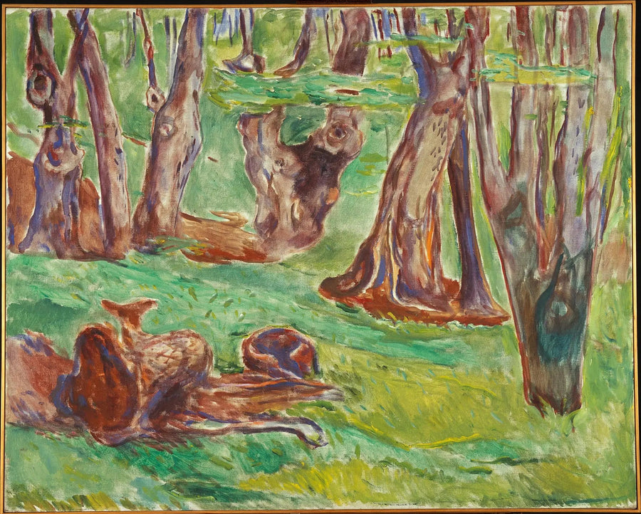 Troncos de árvores rugosos no verão - Edvard Munch
