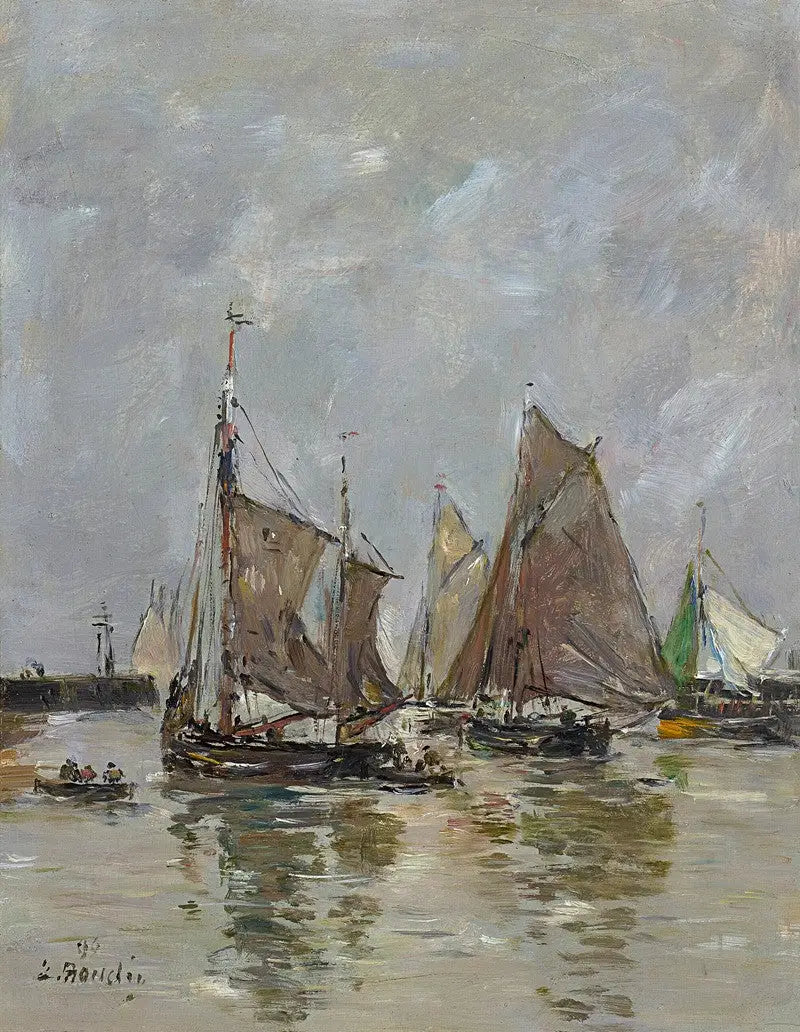 Trouville, o aparelhamento dos sardineiros - Eugène Boudin