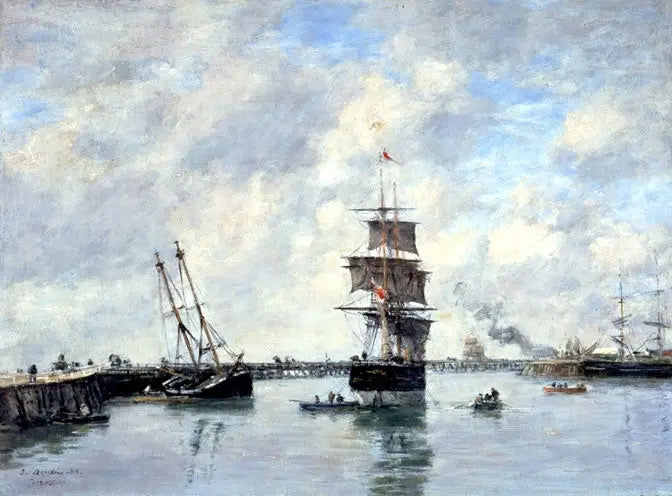 Trouville, os molhes, mar alto - Eugène Boudin