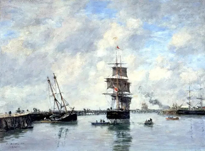 Trouville, os molhes, mar alto - Eugène Boudin
