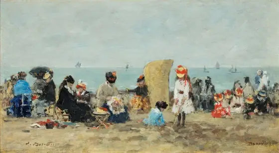 Trouville, cena de praia - Eugène Boudin