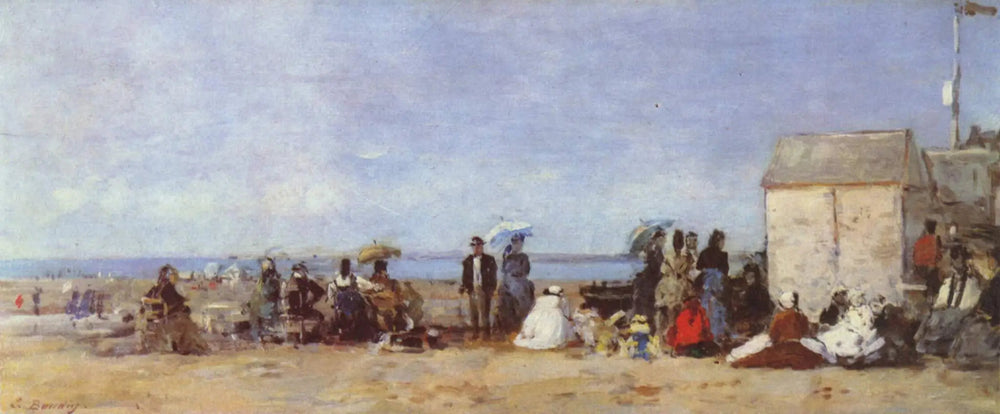 Trouville, scène de plage - Eugène Boudin image 1 reproduction d’œuvre d’art à l’huile