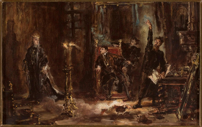Twardowski invocando o espírito de Barbara para Sigismond Auguste, esboço - Jan Matejko