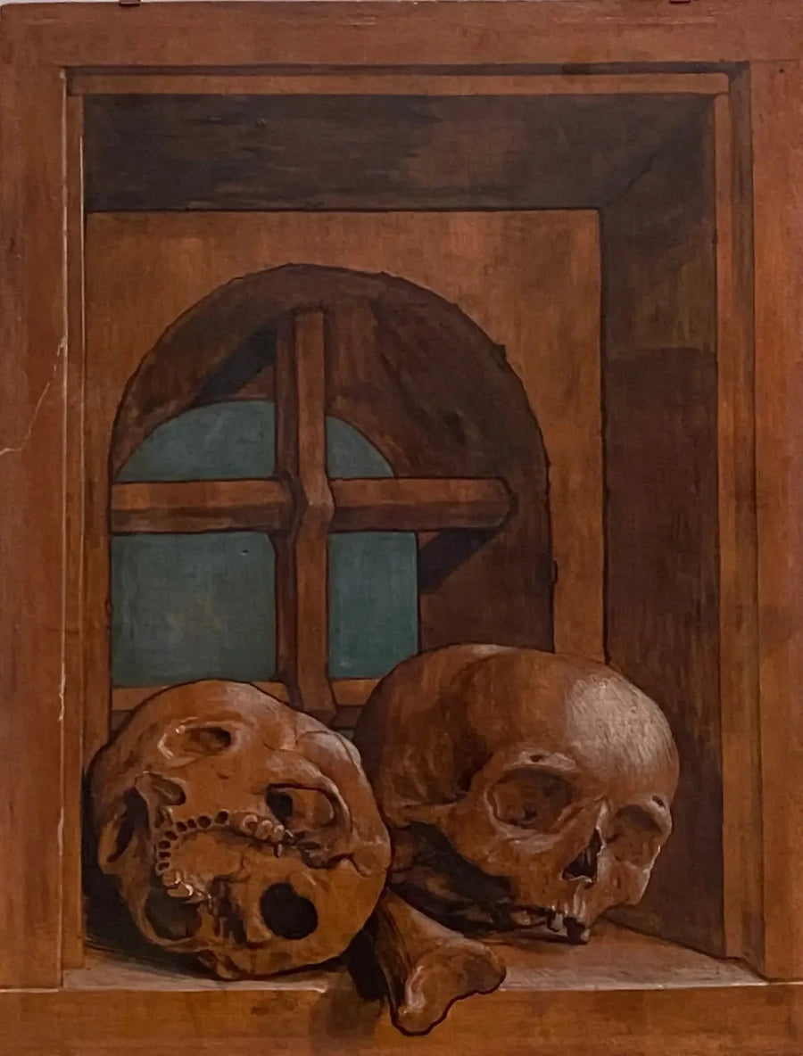 Dois crânios em uma nicho de janela - Hans Holbein o Jovem