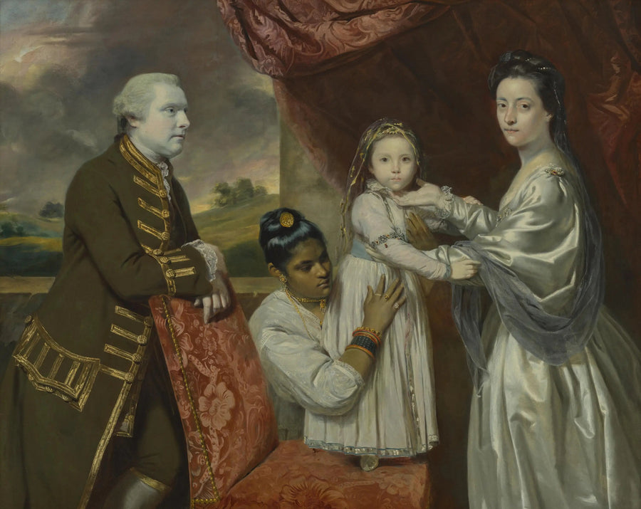 Tysoe Saul Hancock, sua esposa Philadelphia, sua filha Elizabeth e sua empregada indiana Clarinda - Joshua Reynolds