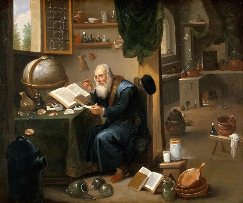 Um alquimista em seu laboratório. - David Teniers Júnior