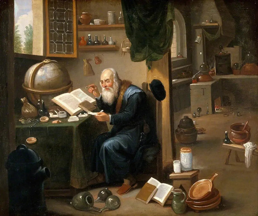 Um alquimista em seu laboratório. - David Teniers Júnior