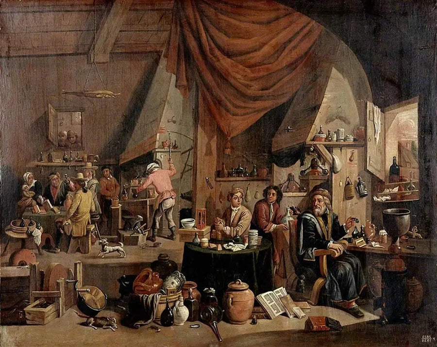 Um alquimista em seu laboratório - David Teniers Júnior