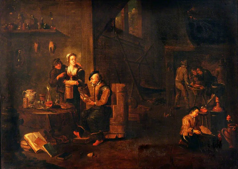 Um alquimista em seu laboratório - David Teniers Júnior