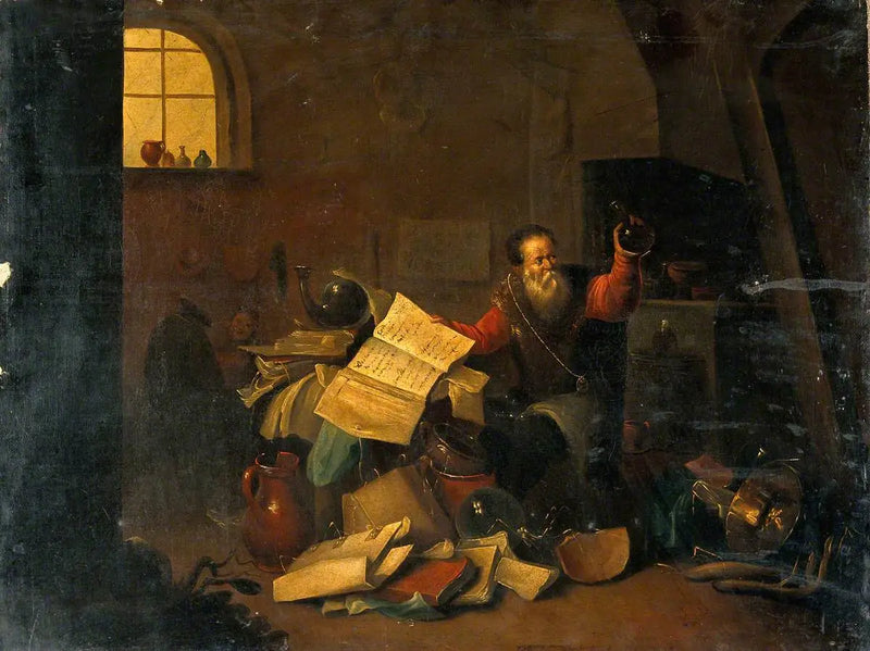 Um alquimista em seu laboratório - David Teniers Júnior