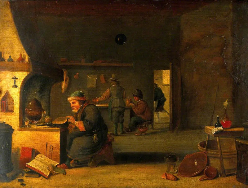 Um alquimista em seu laboratório - David Teniers Júnior
