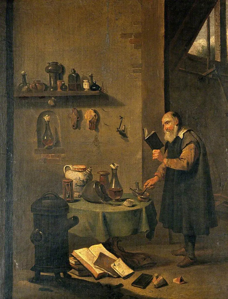 Um alquimista em seu laboratório - David Teniers Júnior