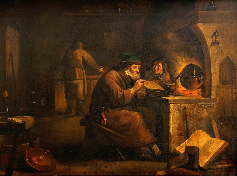 Um alquimista em seu laboratório - David Teniers Júnior