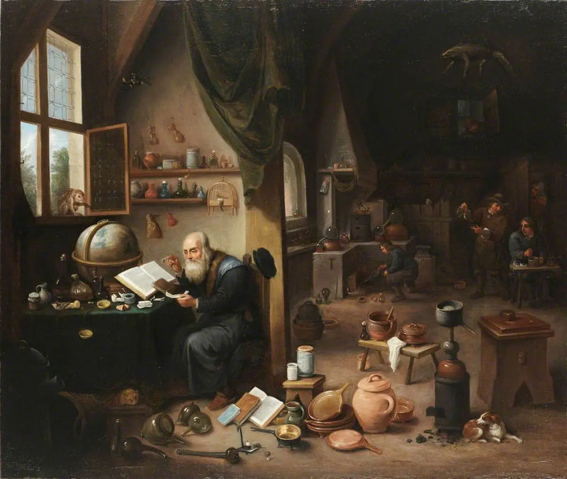 Um alquimista em seu laboratório - David Teniers Júnior