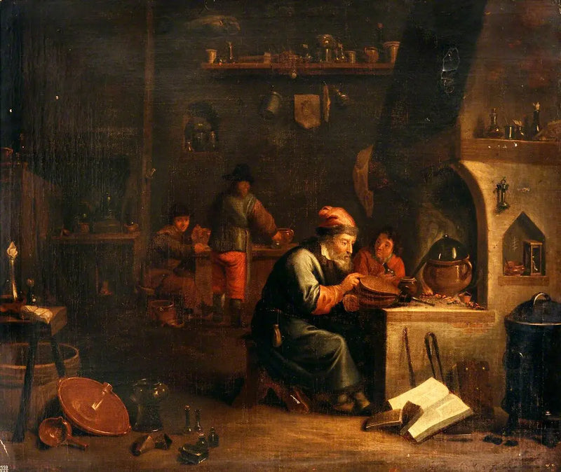 Um alquimista em seu laboratório - David Teniers Júnior