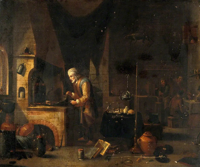 Um alquimista em seu laboratório - David Teniers Júnior