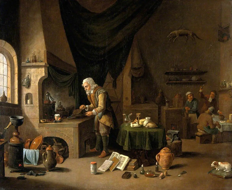 Um alquimista em seu laboratório - David Teniers Júnior