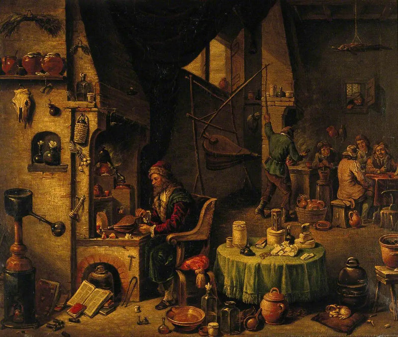 Um alquimista em seu laboratório - David Teniers Júnior