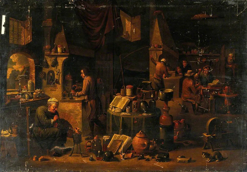 Um alquimista em seu laboratório - David Teniers Júnior