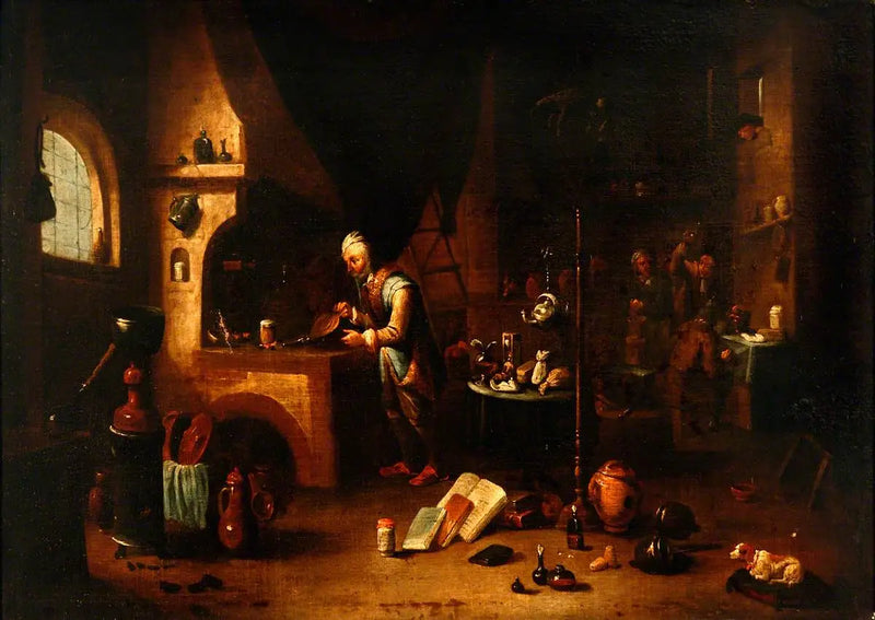Um alquimista em seu laboratório - David Teniers Júnior
