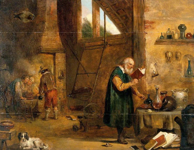 Um alquimista em seu laboratório - David Teniers Júnior