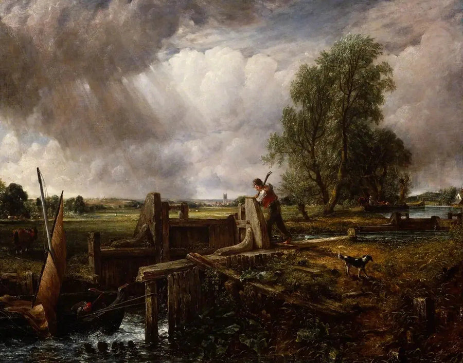 Um barco passando por uma comporta - John Constable
