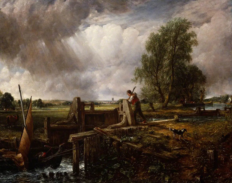 Um barco passando por uma comporta - John Constable