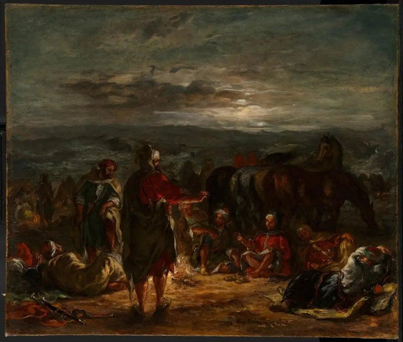 Um acampamento árabe à noite - Eugène Delacroix