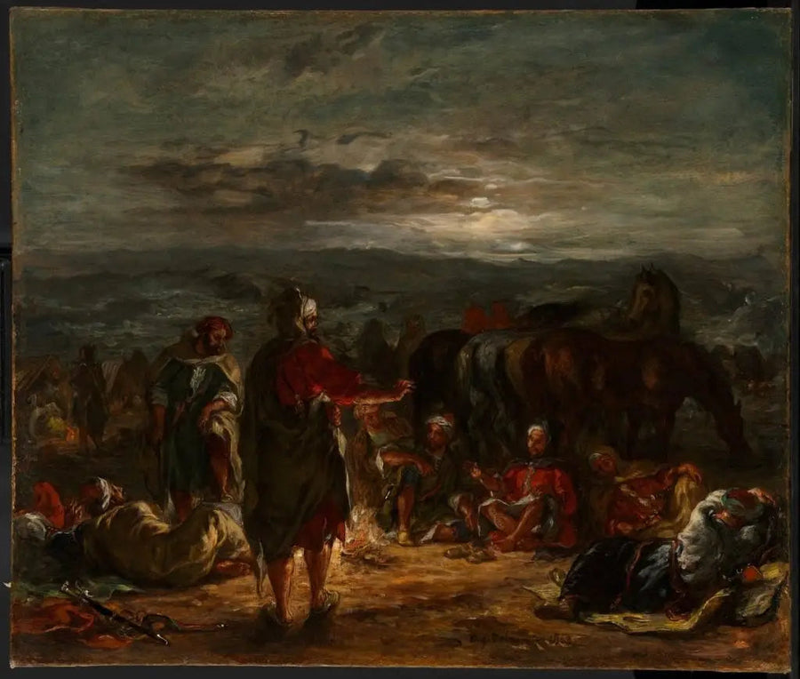 Um acampamento árabe à noite - Eugène Delacroix