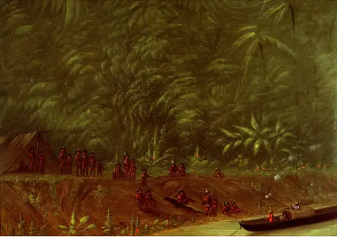 Um acampamento dos Mura - Esboço de barco - George Catlin