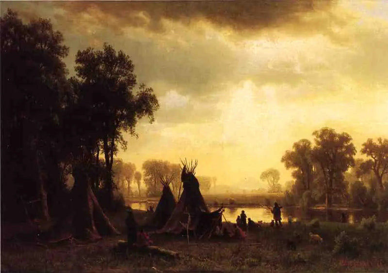 Um acampamento indígena - Albert Bierstadt