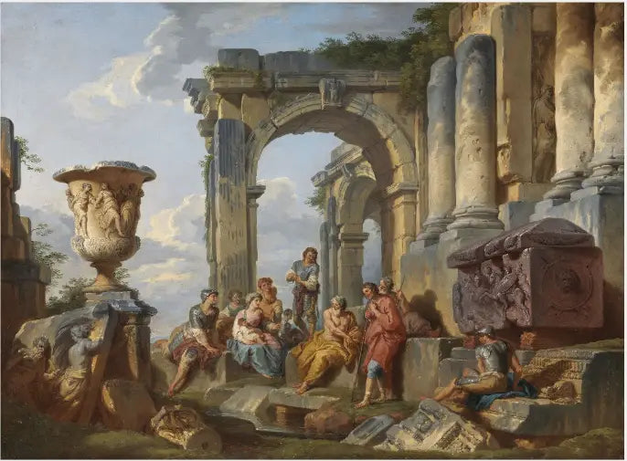 Um Capricho com São Pedro pregando aos Romanos - Giovanni Paolo Panini