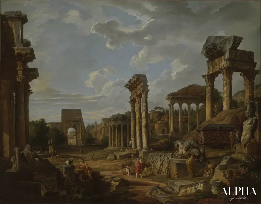 Un Capriccio du Forum romain - Giovanni Paolo Panini - Reproductions de tableaux et peintures haut de gamme