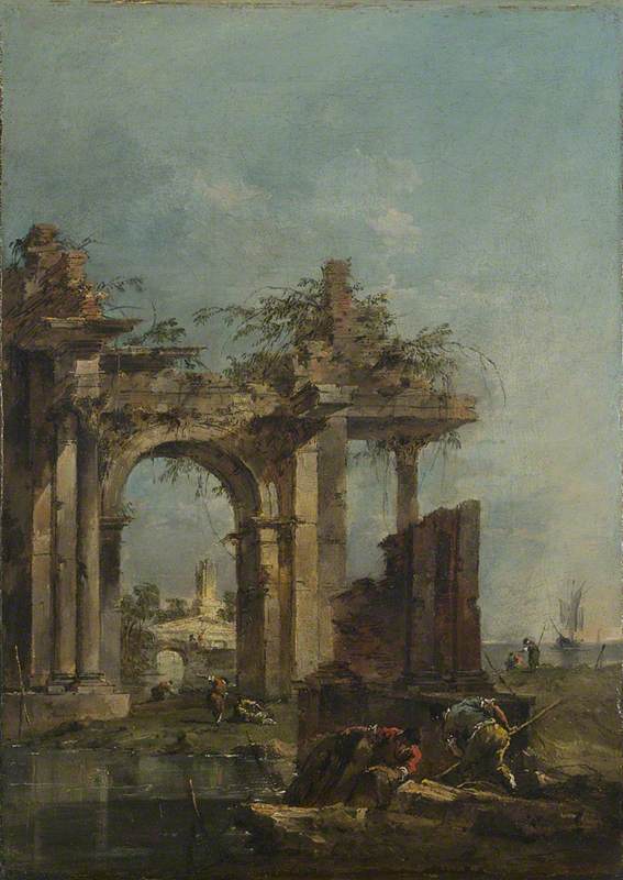 Um capricho com ruínas à beira-mar - Francesco Guardi