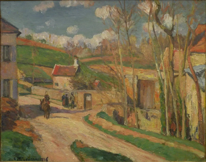 Um cruzamento no Hermitage, Pontoise - Camille Pissarro