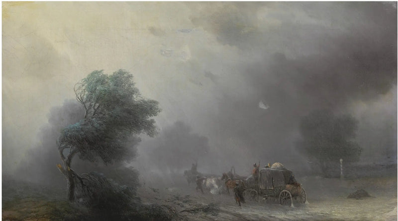 Um carrinho na tempestade - Ivan Aïvazovski