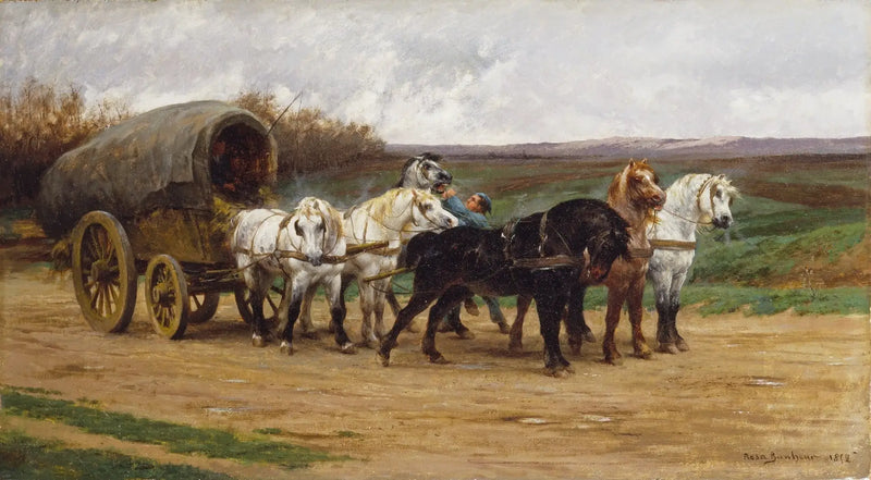 Um carro e uma atrelagem de cavalos - Rosa Bonheur