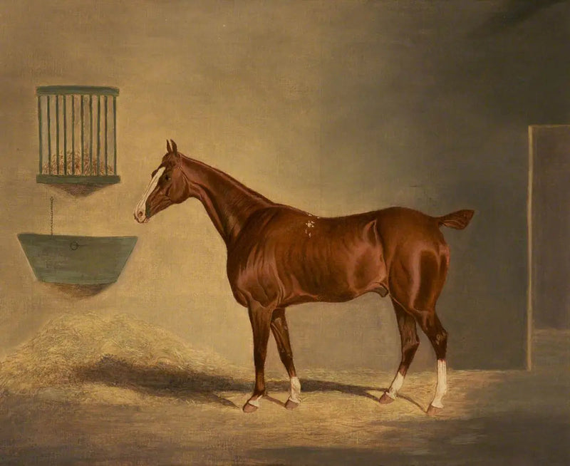 Um cavalo alazão em um estábulo - John Frederick Herring, Sr.