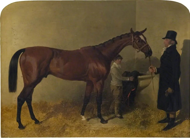 Um cavalo de corrida baio em um estábulo - John Frederick Herring, Sr.