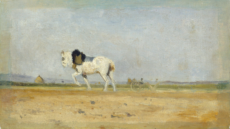 Um cavalo de arar em um campo - Stanislas Lépine