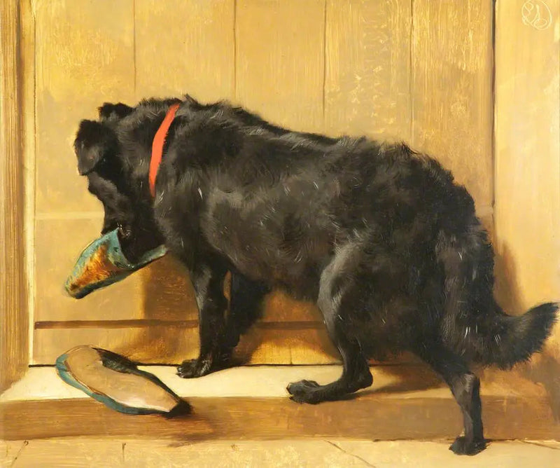 Um cachorro com uma pantufa - Edwin Henry Landseer