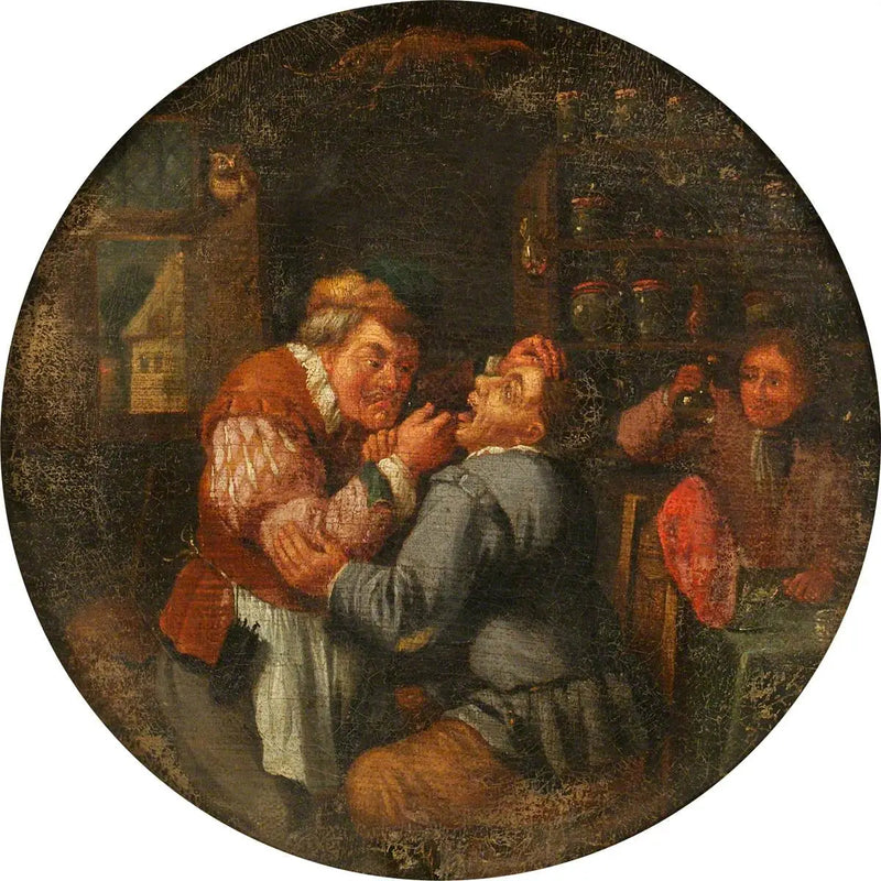 Um cirurgião extraindo um dente - David Teniers, o Jovem