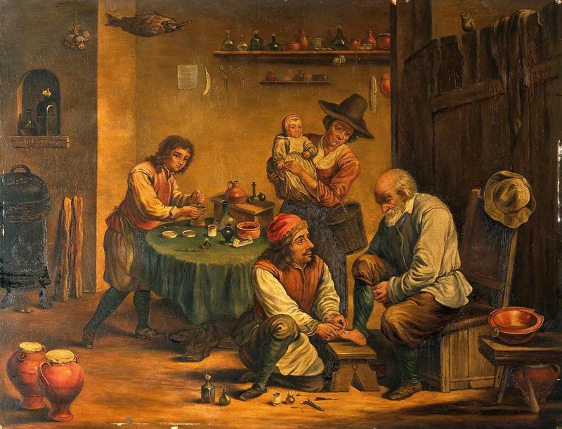 Um cirurgião operando o pé de um homem - David Teniers Júnior
