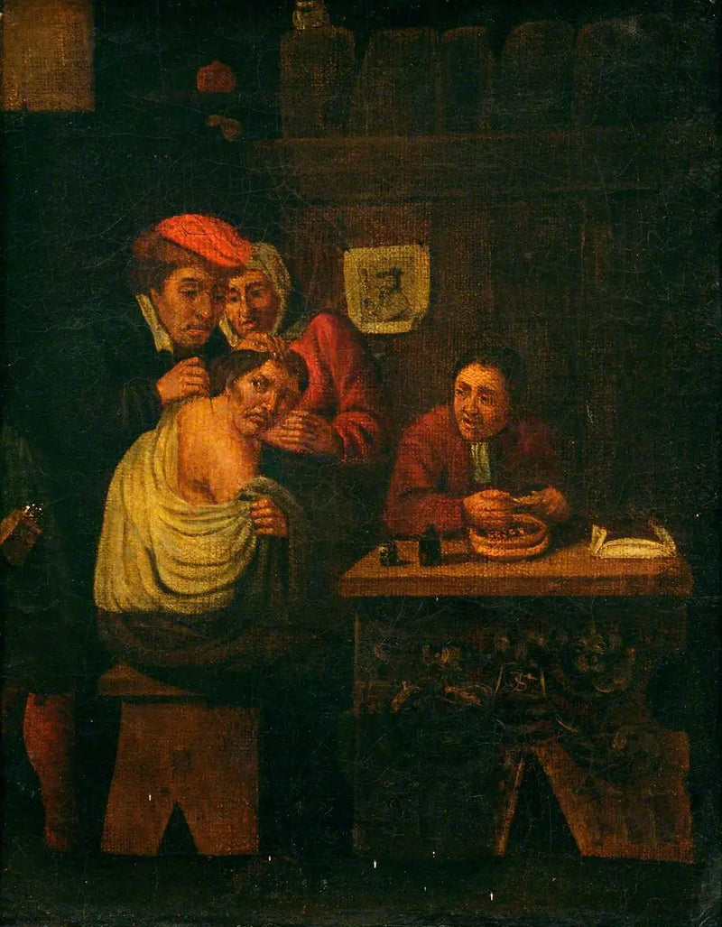 Um cirurgião operando o ombro de um homem - David Teniers, o Jovem