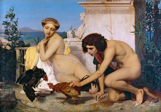 Un combat de coqs - Jean-Léon Gérôme - Reproductions de tableaux et peintures haut de gamme