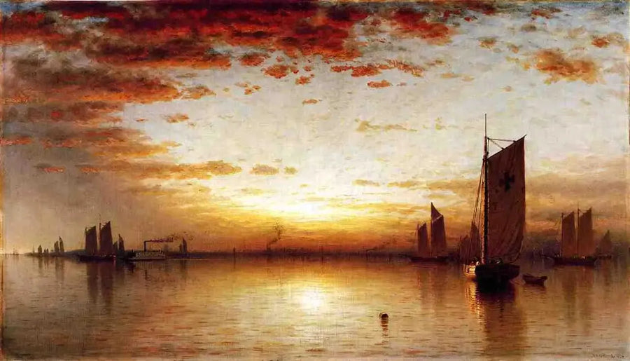 Um pôr do sol, baía de Nova York - Sanford Robinson Gifford